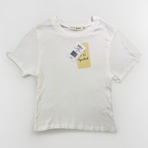 NEW Basic White Cropped Baby Tee Classic T Shirt‎ Women's Size Small Clean Girl